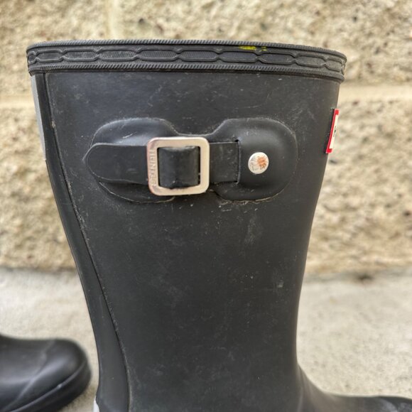 HUNTER Original Tall Rain Boots Kids 13 EU 31 Matte Black High Gum Boot Rubber - Picture 7 of 9